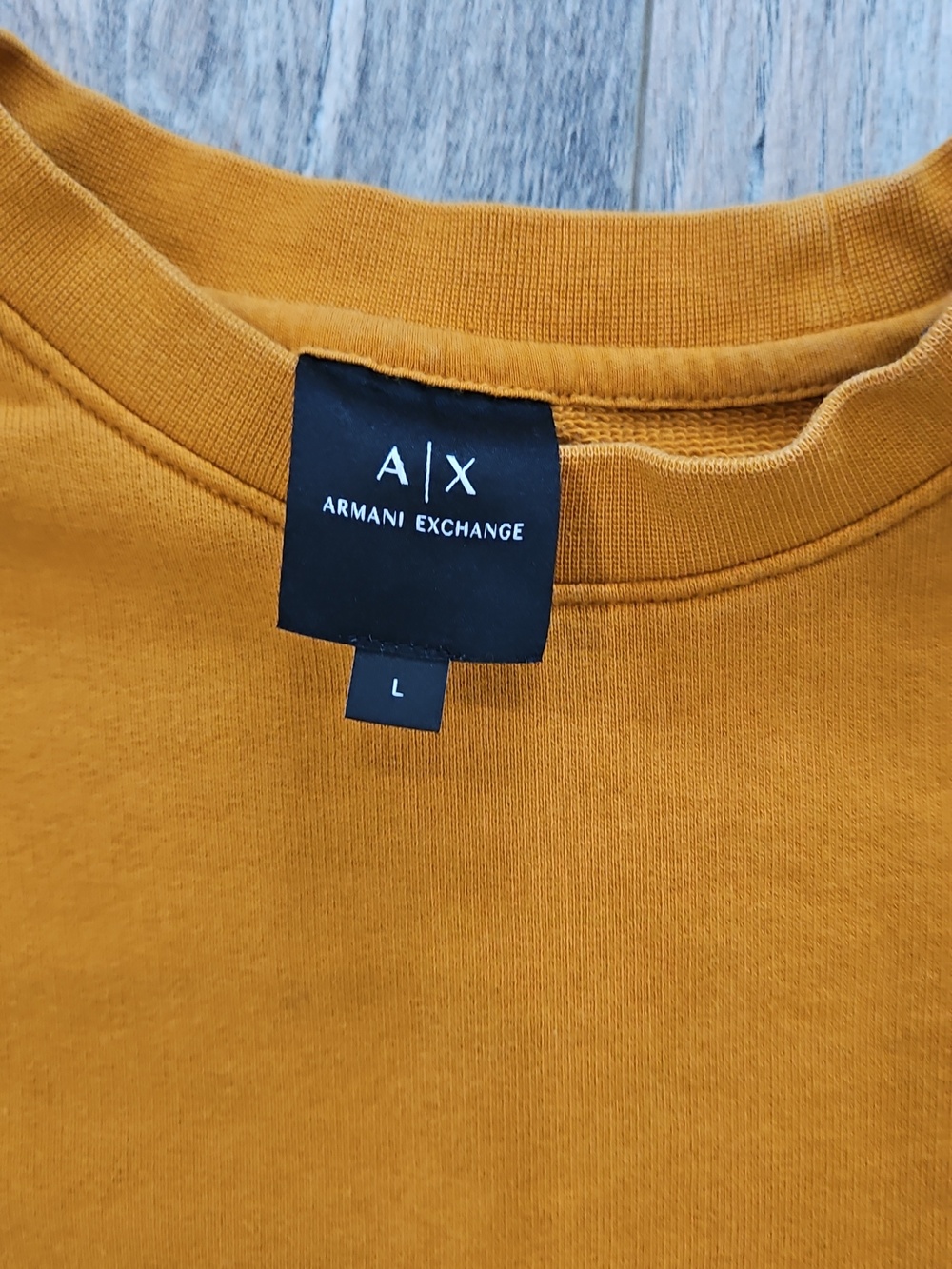 Armani Exchange Womens Golden Mustard Sweatshirt Logo Crewneck Sweater - Picture 3 of 4